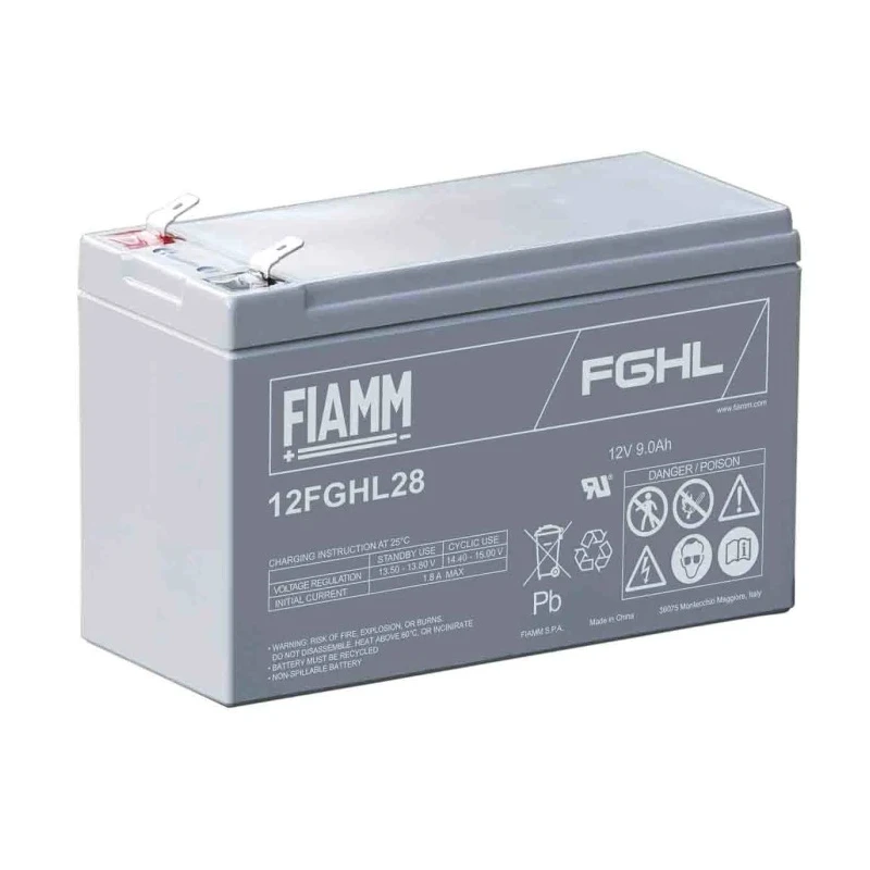 Fiamm 12 V Faston 6.3 Sealed Lead Acid Battery 7.2 Ah VRLA AGM 65mm x 100mm 12FGHL28