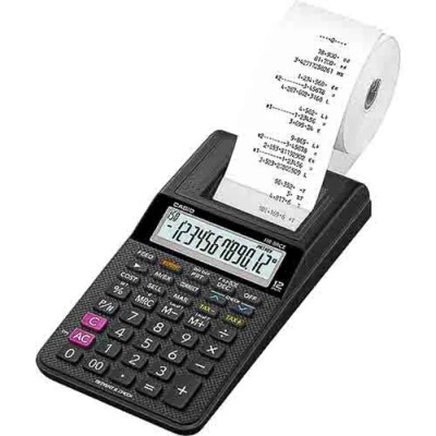 Casio Battery Powered Printing Calculator Black with 12-Digits LCD Display, 4x AA Batteries, 2.0 Lines/Sec HR-8RCE-BK-W-EC