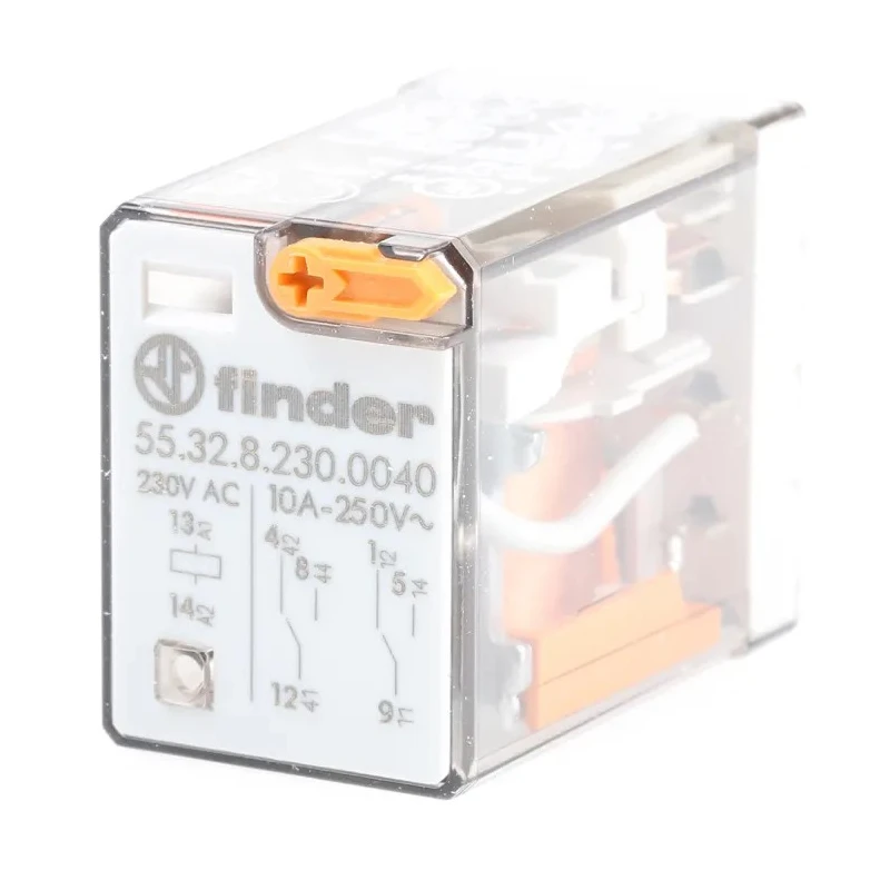 Finder Power Relay, 230V AC Coil Voltage, 10A Switching Current, DPDT Contact Configuration, Silver Alloy 55.32.8.230.0040