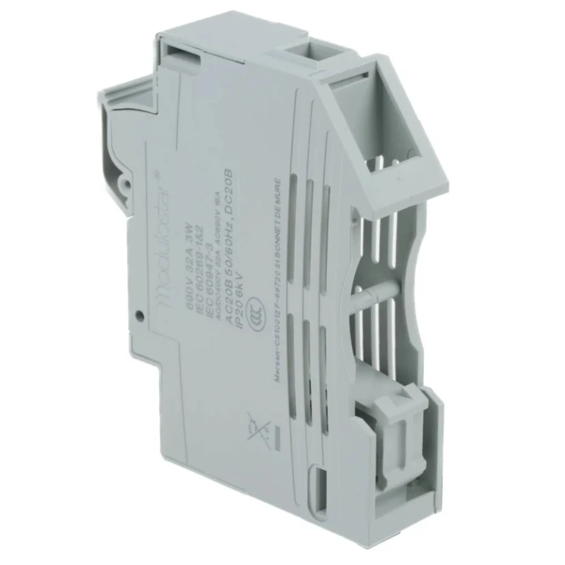 Mersen 32A 1P-Pole Rail Mount Fuse Holder for 10 x 38 mm Fuse, Thermoplastic Case, 690V AC P1062705 / CMC101