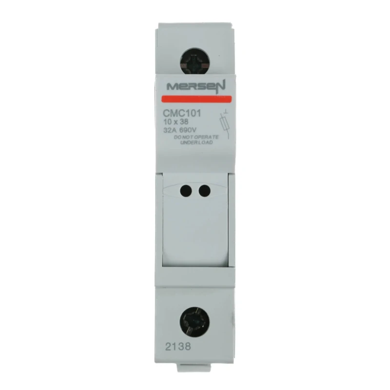 Mersen 32A 1P-Pole Rail Mount Fuse Holder for 10 x 38 mm Fuse, Thermoplastic Case, 690V AC P1062705 / CMC101
