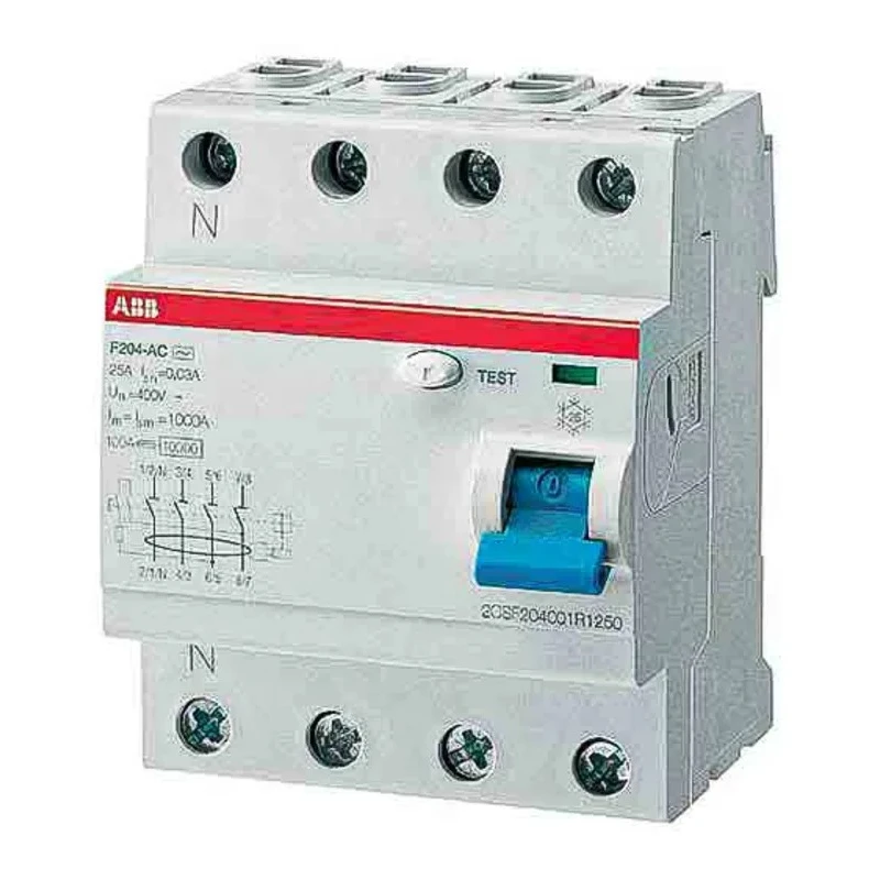 ABB Residual Current Circuit Breaker 40A 4-Pole 30 mA Instantaneous Break 400V AC 2CSF204023R1400 F204 AC-40/0,03-L