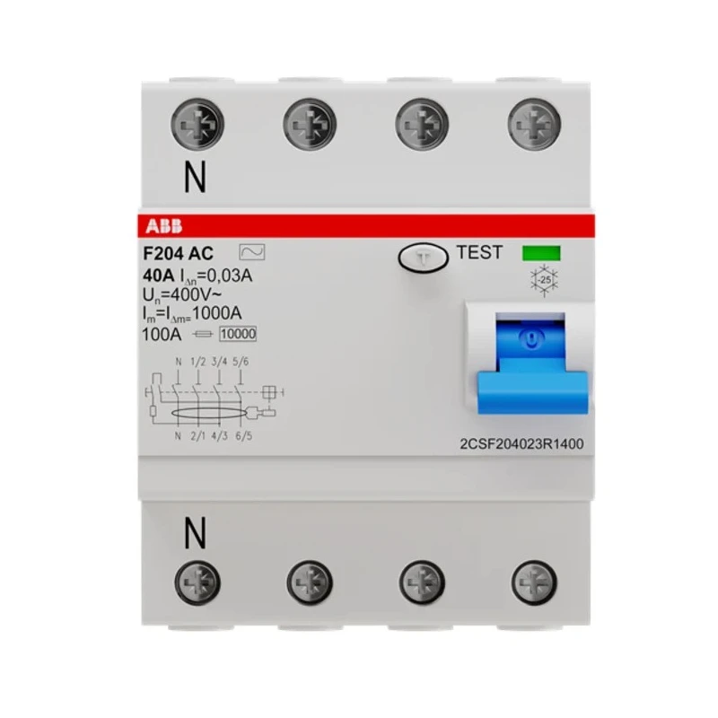 ABB Residual Current Circuit Breaker 40A 4-Pole 30 mA Instantaneous Break 400V AC 2CSF204023R1400 F204 AC-40/0,03-L