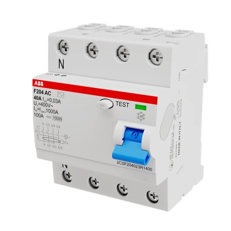 ABB Residual Current Circuit Breaker 40A 4-Pole 30 mA Instantaneous Break 400V AC 2CSF204023R1400 F204 AC-40/0,03-L