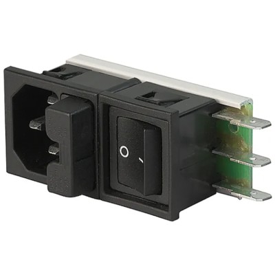Schurter C14 Straight Snap-in IEC Connector, Female, 10A, 125V/250V, Fuse Size 5 x 20 mm, Felcom 64 Series 6424.0253.15