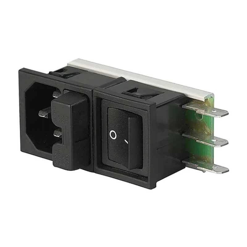 Schurter C14 Straight Snap-in IEC Connector, Female, 10A, 125V/250V, Fuse Size 5 x 20 mm, Felcom 64 Series 6424.0253.15