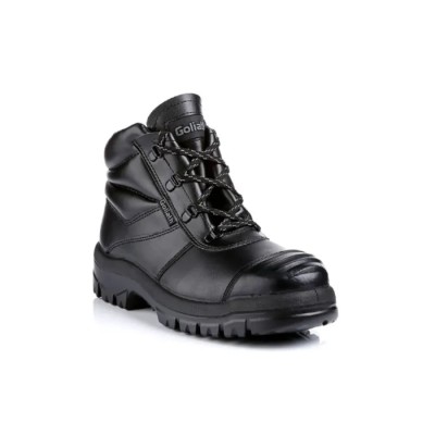 Goliath Black Men's Steel Toe Capped Safety Boots Size UK 11 EU 46 Leather Upper Rubber Sole EN ISO 20345:2011 EL170DDR