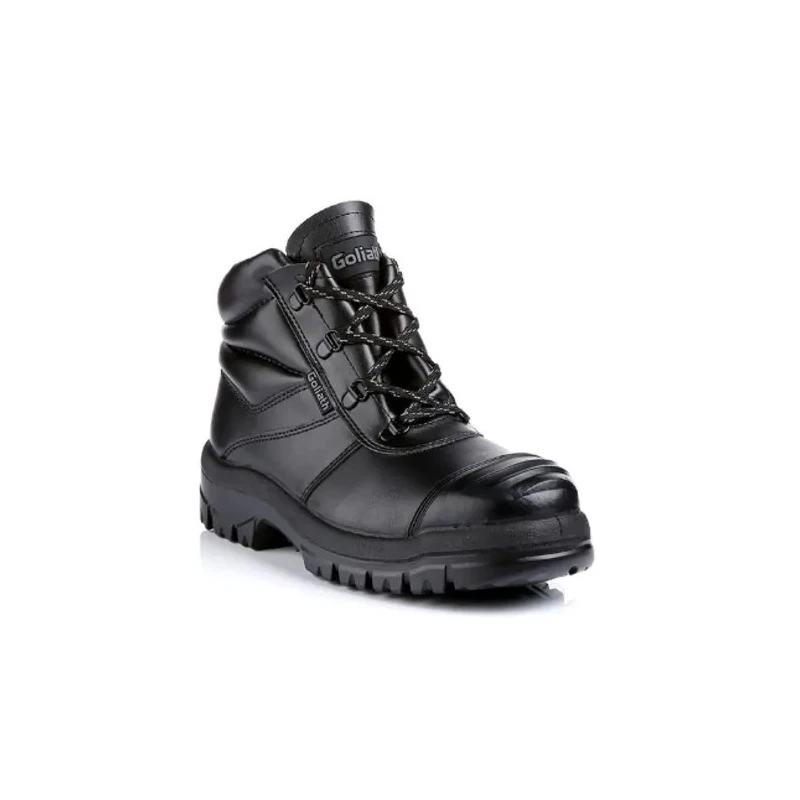 Goliath Black Men's Steel Toe Capped Safety Boots Size UK 11 EU 46 Leather Upper Rubber Sole EN ISO 20345:2011 EL170DDR
