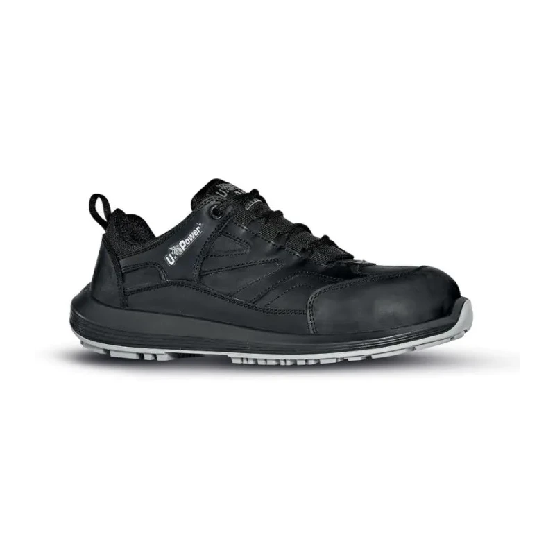 UPower Unisex Black Composite Safety Trainer UK 9 EU 43, Water Resistant, Slip Resistant, Leather Upper, EN ISO RR20464