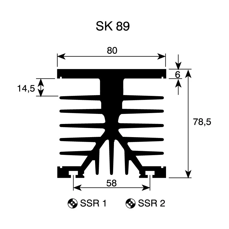 Fischer Elektronik Aluminium Alloy Heatsink for Semiconductors and Solid State Relays 78.6 mm Height 100 mm SK89-100-SA