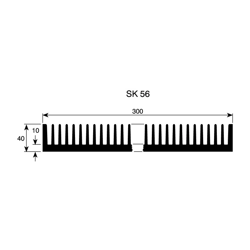 Fischer Elektronik Heatsink for Solid State Relay Black Anodised Aluminium 40 mm x 150 mm x 300 mm SK56-150-SA