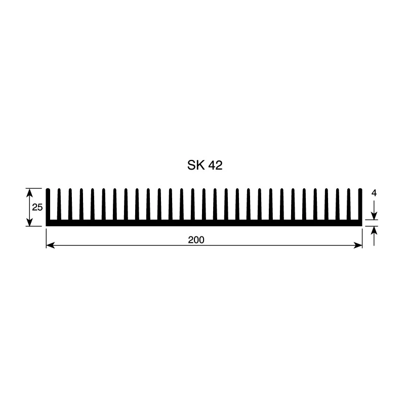 Fischer Elektronik Heatsink Solid State Relay 0.95°C/W Anodised Aluminium 25 mm x 100 mm x 200 mm SK42-100-SA