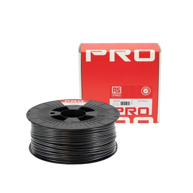 RS Pro 2.85 mm Black FLEX 45 3D Printer Filament, Flexible Thermoplastic Co-Polyester, 1 kg, 245°C Maximum 190-1947