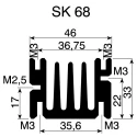 Fischer Elektronik Aluminium Heatsink 5.5°C/W, Black Finish, 33 mm Height x 37.5 mm Length x 46 mm Width SK68-37,5-SA