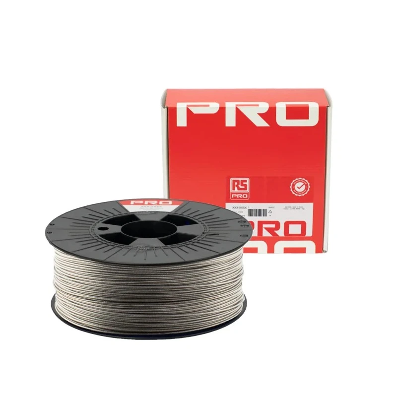 RS PRO 1.75 mm Silver Polylactic Acid PLA 3D Printer Filament 1 kg 190-1965