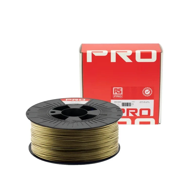RS PRO 1.75 mm Gold PLA 3D Printer Filament, 1 kg, Fused Deposition Modelling, 215°C Printing Temperature 190-1967