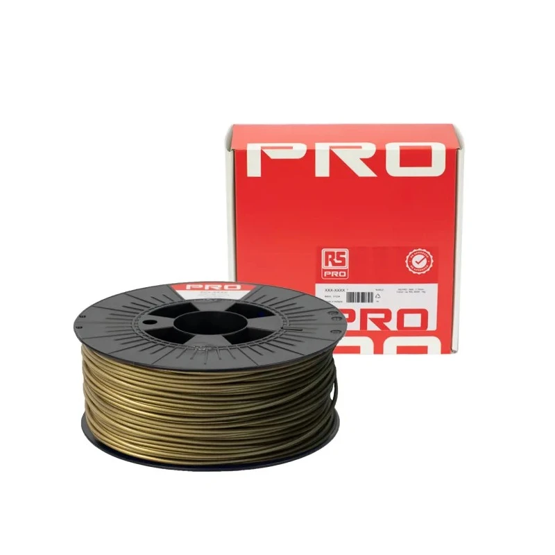 RS PRO 2.85 mm Gold PLA 3D Printer Filament 1 kg 215°C FDM Printing 190-1968