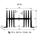 Fischer Elektronik Extruded Aluminium Heatsink SK02-100-SA 1.3°C/W Thermal Resistance 63 mm x 100 mm x 115 mm Black Finish