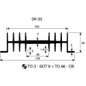 Fischer Elektronik Heatsink Aluminium Black Finish 32 mm x 100 mm x 120 mm 1.8°C/W SK03-100-SA