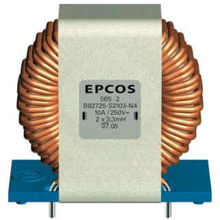 TDK 2.8 mH Ferrite Power Line Choke, Max SRF 10 kHz, 10 A DC Current, 12.5 mΩ DC Resistance, Radial Mount B82725S2103N003