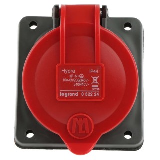 Legrand Industrial Red Panel Mount Socket Rated at 16A 500V IP44 IP44 