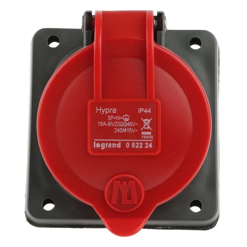 Legrand Industrial Red Panel Mount Socket Rated at 16A 500V IP44 IP44 