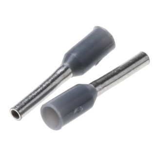 TE Connectivity Insulated Crimp Bootlace Ferrule, 6 mm Pin Length, 1.1 mm Pin Diameter, Grey, Tin-Plated Copper 966066-5