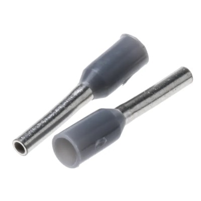 TE Connectivity Insulated Crimp Bootlace Ferrule, 6 mm Pin Length, 1.1 mm Pin Diameter, Grey, Tin-Plated Copper 966066-5