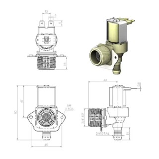RS PRO Solenoid Valve 2 Port Normally Closed 230V AC/DC 3/4 in Inlet Male, 3/4 in Outlet Male 190-4142