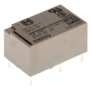 Panasonic PCB Power Relay, 5V DC Coil Voltage, 10A Switching Current, Gold Plated Contacts DK1A-5V-F