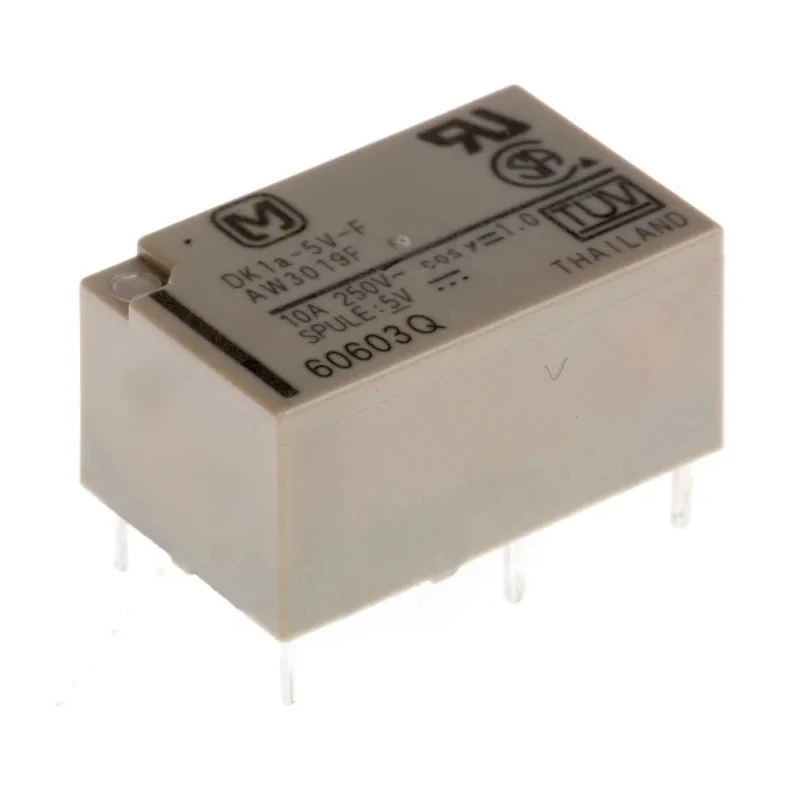 Panasonic PCB Power Relay, 5V DC Coil Voltage, 10A Switching Current, Gold Plated Contacts DK1A-5V-F