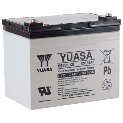 Yuasa 12 V Sealed Lead Acid Battery 36 Ah AGM Construction 130mm x 169mm REC36-12
