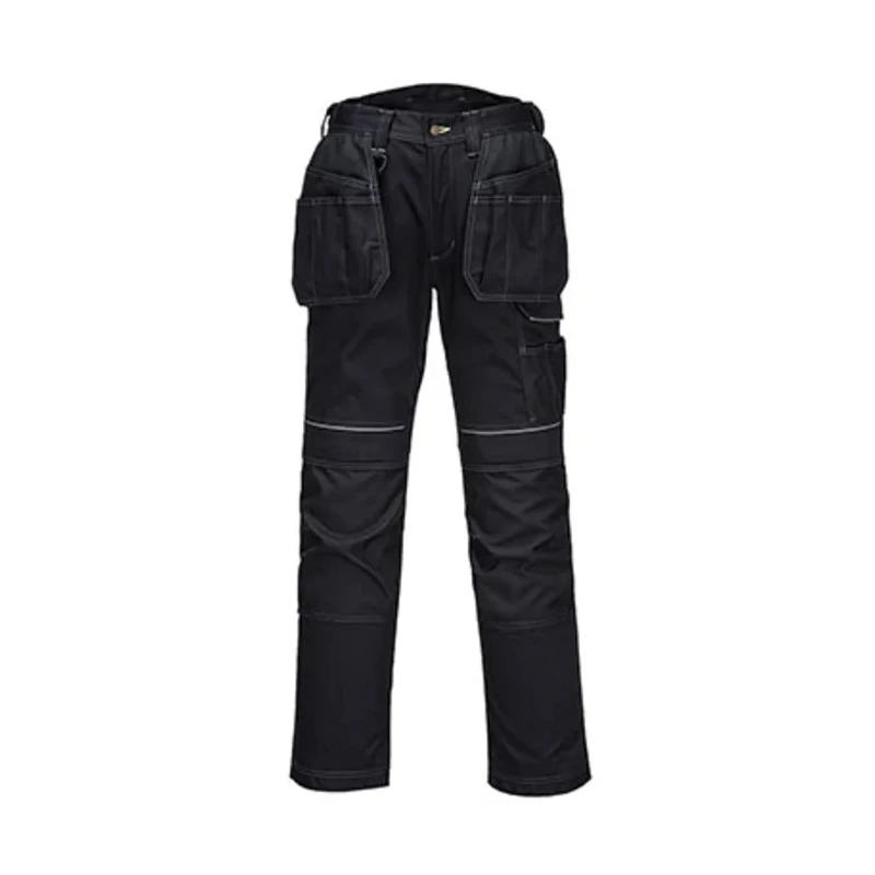 Portwest T602 Unisex Work Trouser Grey Black 36 in Waist T602ZBR36