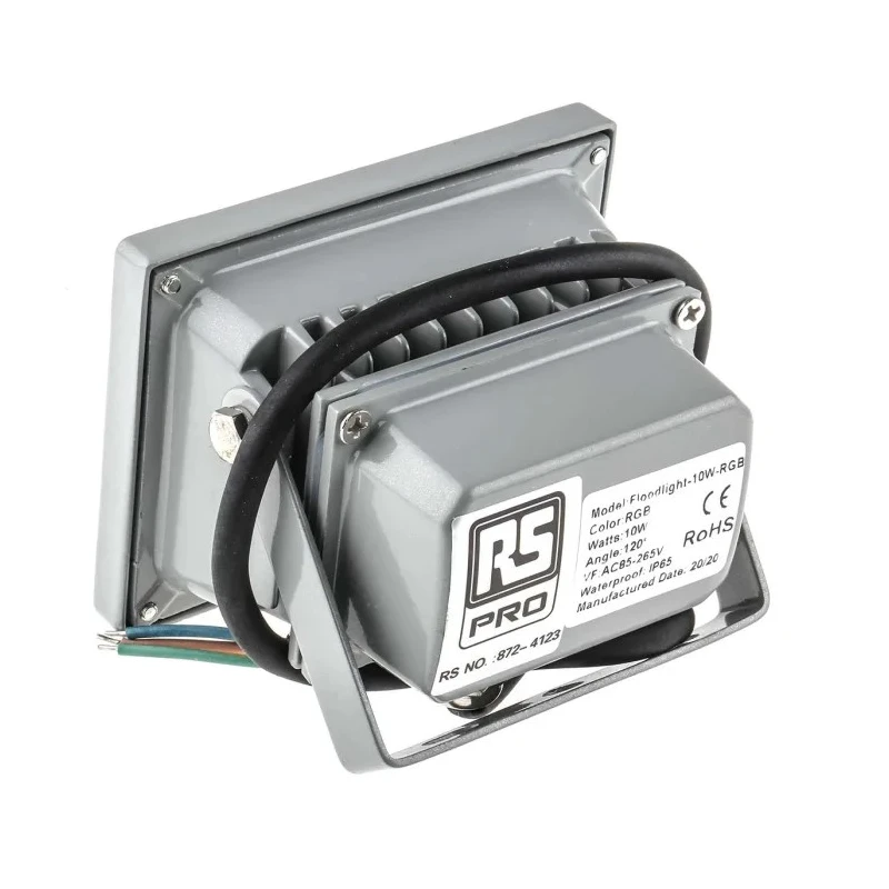 RS PRO Floodlight, 1 LED, 10 W Red Blue Green, 1100 lm, IP65, 265V ac 872-4123
