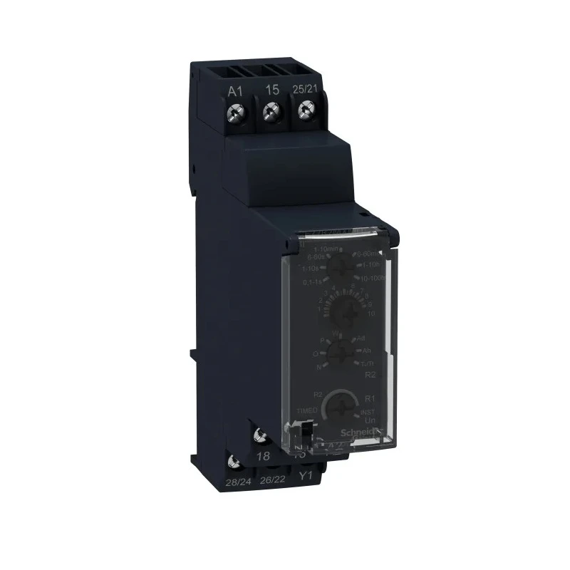 Schneider Electric Harmony Time Series DIN Rail Timer Relay 4-Contact, 12 V DC/AC, 0.1 s to 100 h RE22R2MJU