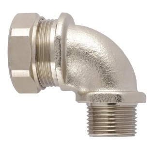 Flexicon Nickel Plated Brass Conduit Fitting, 20 mm Nominal Size, M16 x 1.5 mm Thread, IP65 Rated FSU20-M20-C90