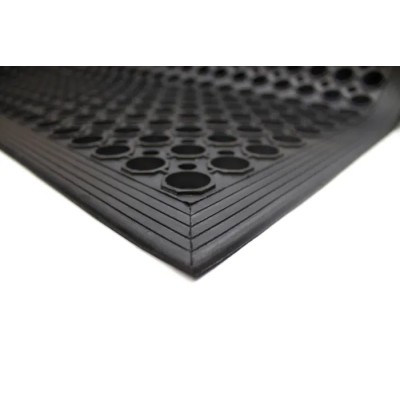 Coba Europe Individual Rubber Anti-Fatigue Mat 800mm x 1.2m x 12mm Raised Circular Surface Black RP010002