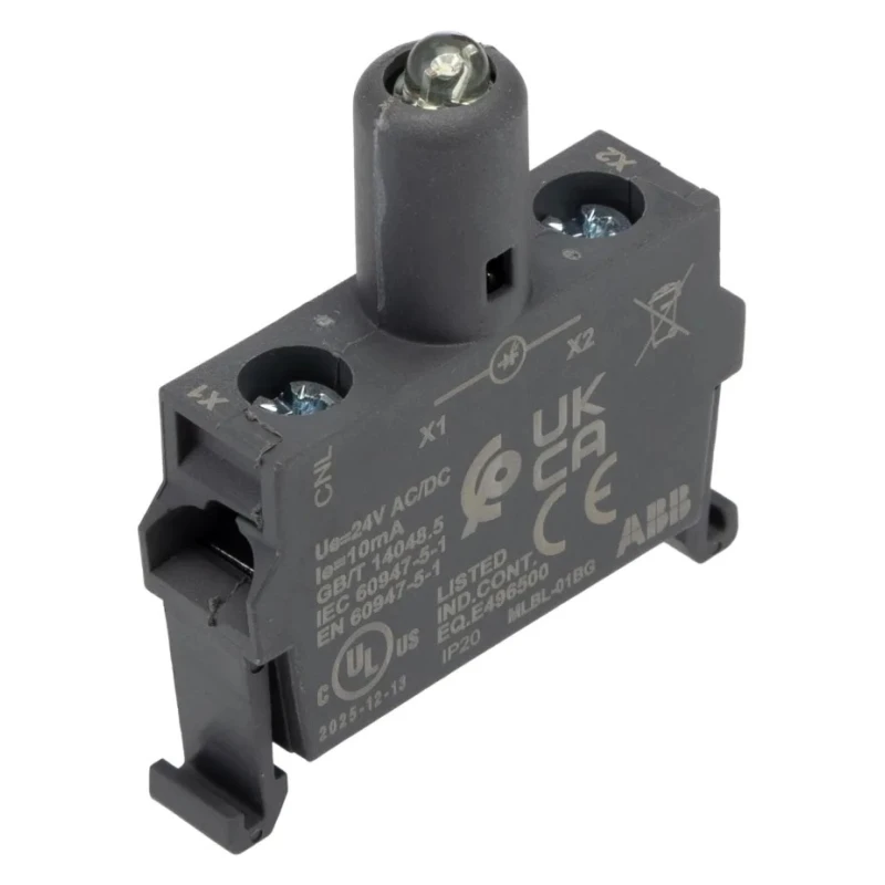 ABB MLBL Series Light Block LED Green Illumination 24 V AC/DC Screw Terminal 44x42x10mm 1SFA611621R2012 MLBL-01BG
