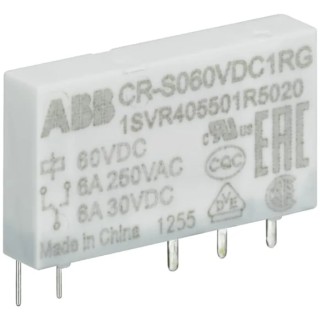 ABB CR Series Interface Relay, DIN Rail Mount, 12V DC Coil, SPDT Contact, 6A Switching, Model 1SVR405501R2010 CR-S012VDC1R