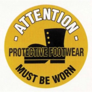 RS PRO Polyvinyl Chloride Yellow Mandatory Sign Attention Protective Footwear Must Be Worn 873-5934