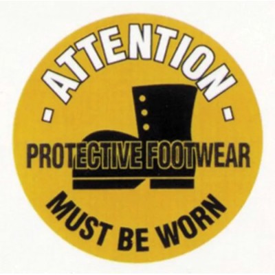 RS PRO Polyvinyl Chloride Yellow Mandatory Sign Attention Protective Footwear Must Be Worn 873-5934