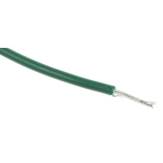 RS PRO Green 0.26 mm² 23 AWG Single Core Hook Up Wire, 3/0.07 mm Strands, 1.7 mm Diameter, 250 V, 105°C, 100 m 873-8867