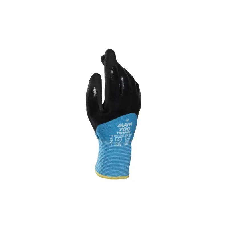 Mapa Blue Nitrile Work Gloves Size 9 Thermal Resistant Coated Pair 700