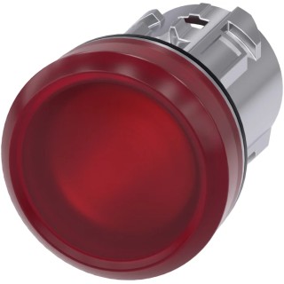 Siemens Red Pilot Light Head, 22 mm Cutout Diameter, Metal Body, IP66/IP67/IP69K Protection, Panel Mount 3SU1051-6AA20-0AA0