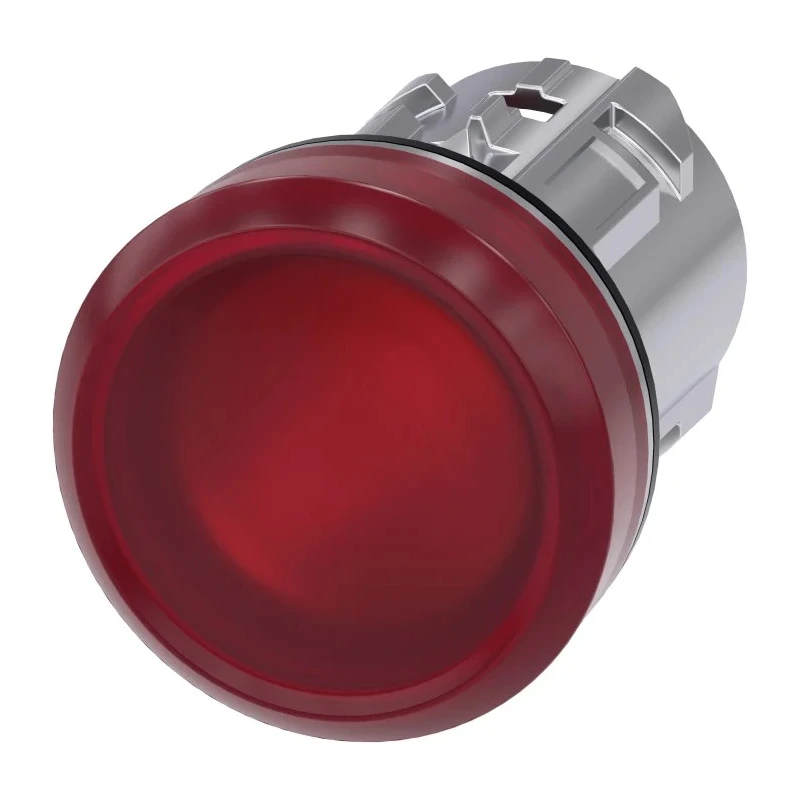 Siemens Red Pilot Light Head, 22 mm Cutout Diameter, Metal Body, IP66/IP67/IP69K Protection, Panel Mount 3SU1051-6AA20-0AA0