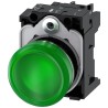 Siemens Panel Mount Green LED Pilot Light 24V AC/DC 22mm Cutout IP67 IP66 IP69K Round 3SU1152-6AA40-1AA0
