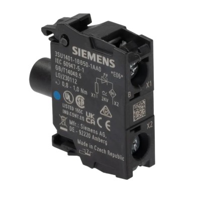 Siemens SIRIUS ACT Series Light Block, 24V AC/DC, Blue LED Illumination, Screw Terminal 3SU1401-1BB50-1AA0