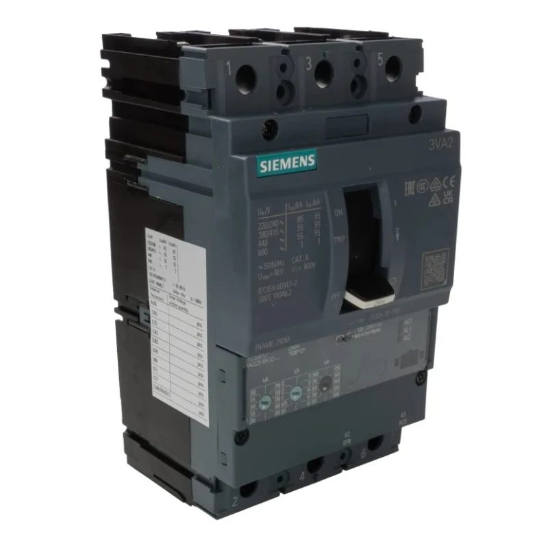 Siemens SENTRON 3VA Molded Case Circuit Breaker 3-Pole 250A 55kA Breaking Capacity Fixed Mount 3VA2225-5HL32-0AA0