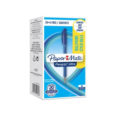 Paper Mate FlexGrip Ultra Retractable Ball Point Ink Pen Blue 1 mm Tip Size 1910074