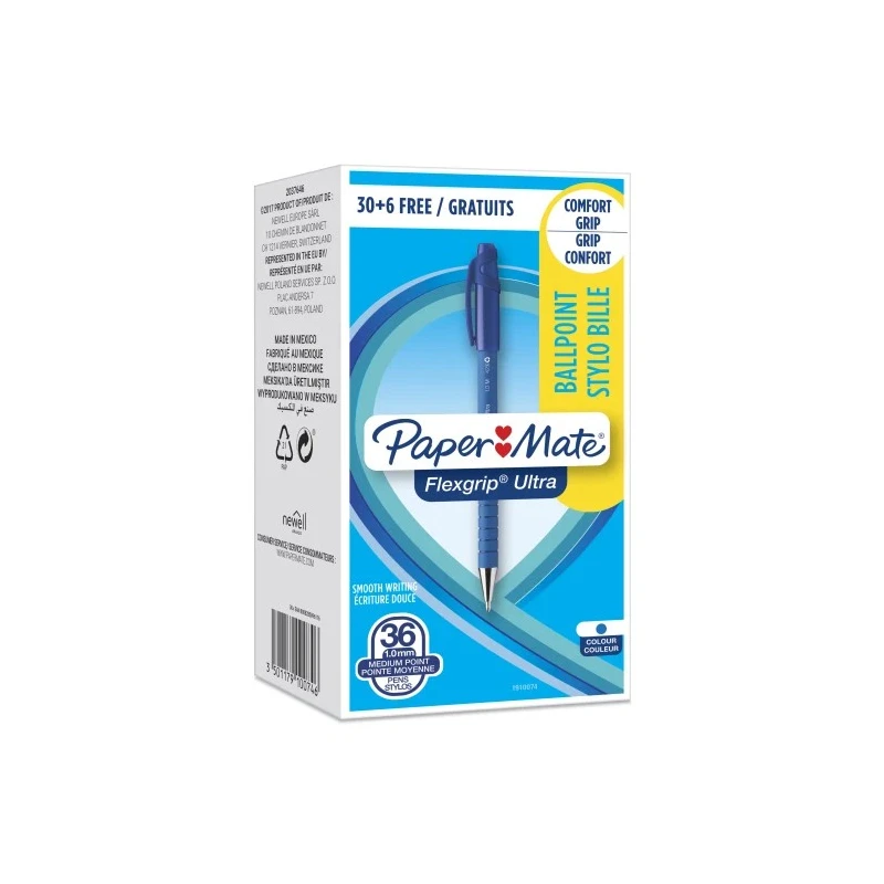 Paper Mate FlexGrip Ultra Retractable Ball Point Ink Pen Blue 1 mm Tip Size 1910074